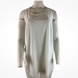 Athleta Sz 2X Zephyr Tank Top White Polyester Spandex Semi Sheer Pullover